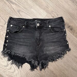 INC International Concepts Black Frayed Denim Jean Shorts